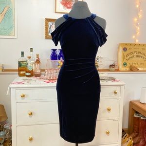 Royal Blue Velvet Cold Shoulder Ralph Lauren